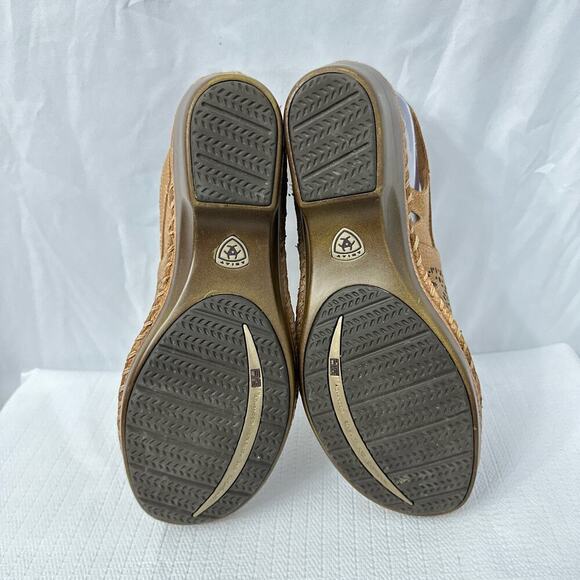 NWOB Women’s 11 B Polly Ray Slingback Brown Western Leather Wedge - Picture 14 of 14